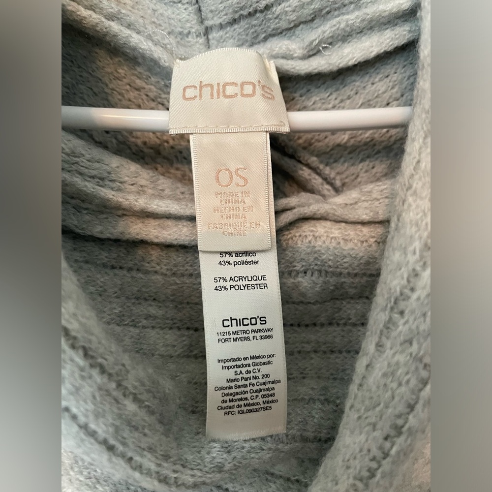 Chico’s Gray Cowl Neck Fringe Sweater Poncho - Picture 4 of 4